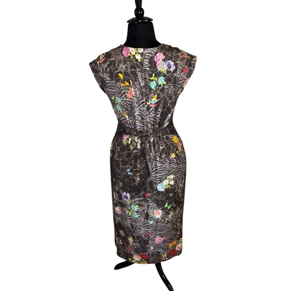 JOHNNY WAS ZIPPY TIE FRONT KNIT DRESS Women’s Large Grey/Floral Pattern - Picture 7 of 12